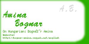 amina bognar business card